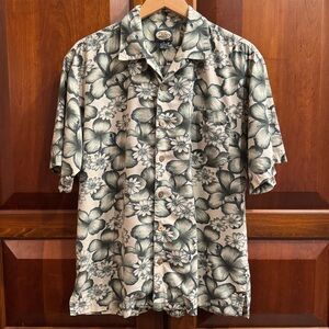 Vintage Tommy Bahama Hawaiian Green Floral Button-up Short Sleeve Shirt Mens M